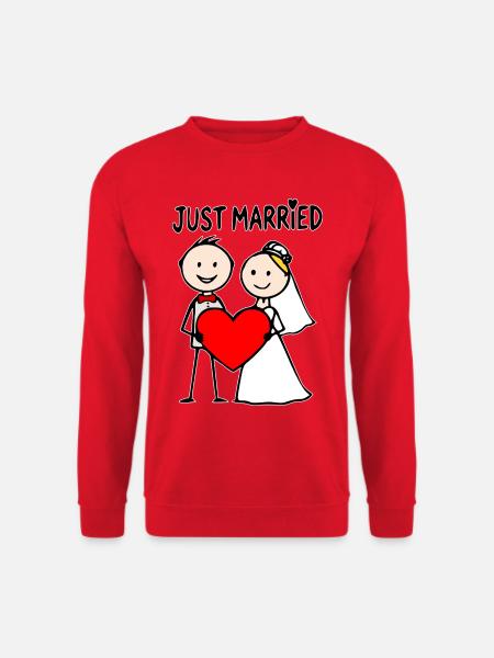 Bruidspaar Cartoon Heart Net Getrouwd - Uniseks sweater - rood