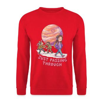 Just Passing Through - Unisex Sweatshirt - red - Front - Alina (178cm) & Michal (187cm)