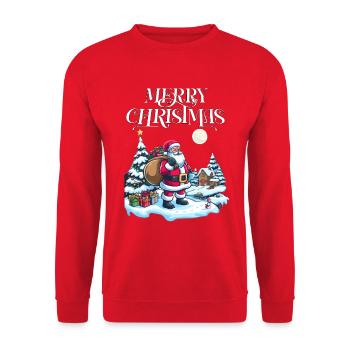 Merry Christmas Santa Gift T shirt Design - Unisex Sweatshirt - red - Front - Alina (178cm) & Michal (187cm)
