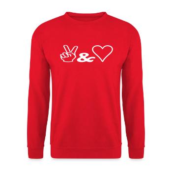 Peace & Love - Unisex Sweatshirt - red - Front - Alina (178cm) & Michal (187cm)