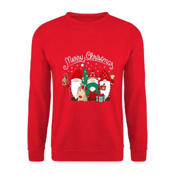 Elves Christmas Merry Christmas Gnomies - Unisex Sweatshirt - red - Front - Alina (178cm) & Michal (187cm)