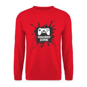 Gaming Zone Computer Video Spiele Gamer - Unisex Pullover - Rot - Vorne - Alina (178cm) & Michal (187cm)