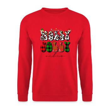 Holly Jolly Vibes, Christmas vibes, Xmas family - Unisex Sweatshirt - red - Front - Alina (178cm) & Michal (187cm)