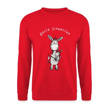 Beste Schwester I Geschwister Familie Schwestern - Unisex Pullover - Rot - Vorne - Alina (178cm) & Michal (187cm)