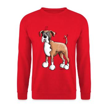 Woof Deutscher Boxer - Boxer Allemand - Chien - Sweat-shirt Unisexe - rouge - Devant - Alina (178cm) & Michal (187cm)