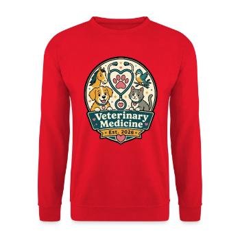 Tiermedizin Logo Haustiere Herz - Unisex Pullover - Rot - Vorne - Alina (178cm) & Michal (187cm)