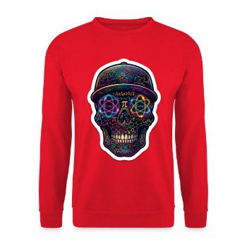 Neon-Schädel der Physik - Unisex Pullover - Rot - Vorne - Alina (178cm) & Michal (187cm)