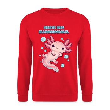 Axolotl im Blubbermodus - Unisex Pullover - Rot - Vorne - Alina (178cm) & Michal (187cm)