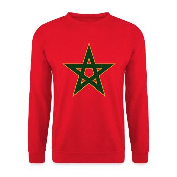 Marokko Flagge T-Shirt - Unisex Pullover - Rot - Vorne - Alina (178cm) & Michal (187cm)