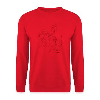 Smoke bong lineart black - Unisex Sweatshirt - red - Front - Alina (178cm) & Michal (187cm)