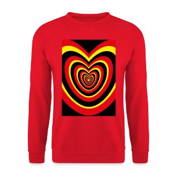 Deutschlandfarben treffen viele Herzen. - Unisex Pullover - Rot - Vorne - Alina (178cm) & Michal (187cm)