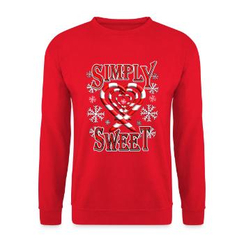 Simply sweet mit Zuckerstange Herzchen - Unisex Pullover - Rot - Vorne - Alina (178cm) & Michal (187cm)