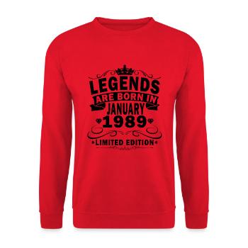 January 1989. January 1989 Birthday Present. - Unisex Sweatshirt - red - Front - Alina (178cm) & Michal (187cm)