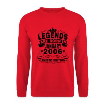 Cadeau d’anniversaire de janvier 2006. Janvier 2006. - Sweat-shirt Unisexe - rouge - Devant - Alina (178cm) & Michal (187cm)