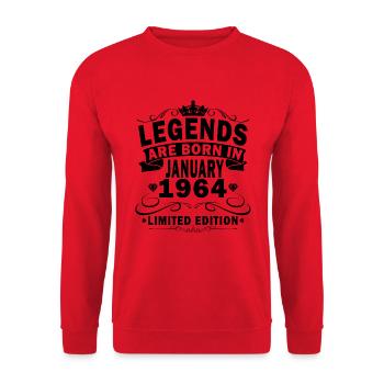 60th Birthday Vintage January 1964 Original 1964 - Unisex Sweatshirt - red - Front - Alina (178cm) & Michal (187cm)