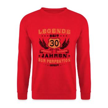 30 Geburtstag 30 Jahre Mann 30 jahre legende 30 - Unisex Pullover - Rot - Vorne - Alina (178cm) & Michal (187cm)