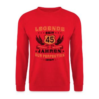 Legende 45 Jahre 45. Geburtstag Männer Frauen - Unisex Pullover - Rot - Vorne - Alina (178cm) & Michal (187cm)