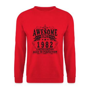 Superbe cadeau vintage rétro d’anniversaire de 1982 - Sweat-shirt Unisexe - rouge - Devant - Alina (178cm) & Michal (187cm)