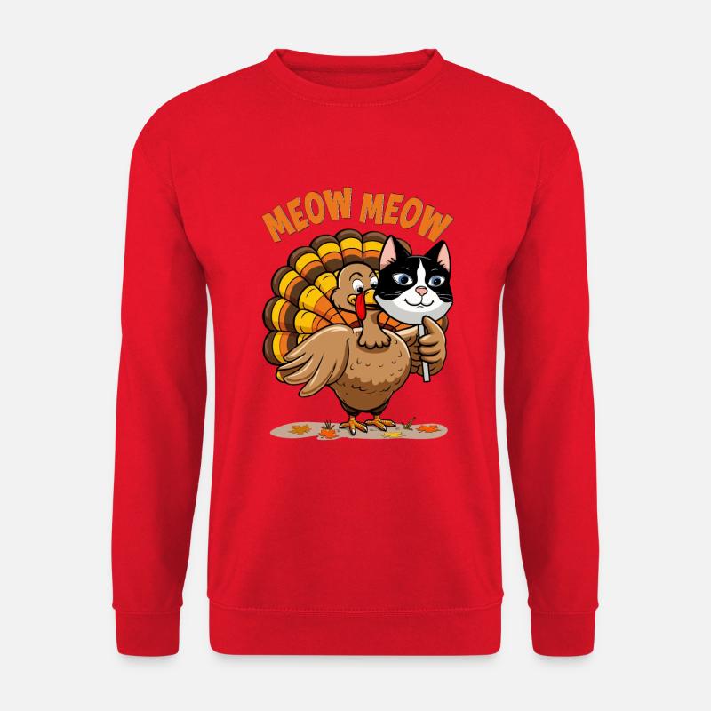 Thanksgiving Turkey Meow Cat - Unisex Sweatshirt - red