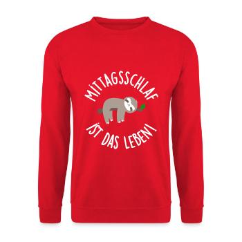 Mittagschlaf ist das Leben - Unisex Pullover - Rot - Vorne - Alina (178cm) & Michal (187cm)