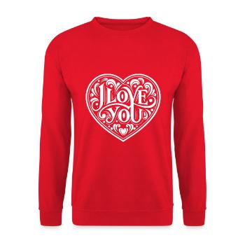 I love You - Valentine' Day - Love - Gift - Unisex Sweatshirt - red - Front - Alina (178cm) & Michal (187cm)