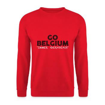 GO BELGIUM-RED Weiß - Unisex Pullover - Rot - Vorne - Alina (178cm) & Michal (187cm)