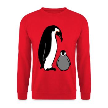 Penguin with baby - Unisex Sweatshirt - red - Front - Alina (178cm) & Michal (187cm)
