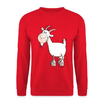 Charmante Ziege - Ziegen - Unisex Pullover - Rot - Vorne - Alina (178cm) & Michal (187cm)