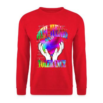 with heart and tolerance rainbow - Unisex Sweatshirt - red - Front - Alina (178cm) & Michal (187cm)