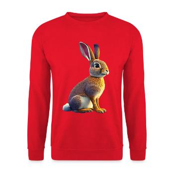 Hase-Feldhase - Unisex Pullover - Rot - Vorne - Alina (178cm) & Michal (187cm)