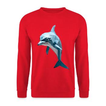 Blue Low-Poly Dolphin - Unisex Sweatshirt - red - Front - Alina (178cm) & Michal (187cm)