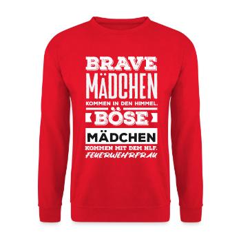 Feuerwehr Feuerwehrmann Geschenk - Unisex Pullover - Rot - Vorne - Alina (178cm) & Michal (187cm)