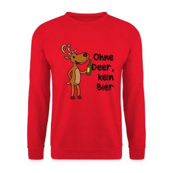 Orignal de Noël, Rudolph buvant de la bière, dicton de Noël - Sweat-shirt Unisexe - rouge - Devant - Alina (178cm) & Michal (187cm)