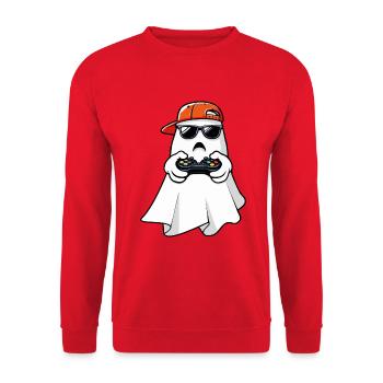 Gamer Ghost Funny Gaming Halloween - Unisex Sweatshirt - red - Front - Alina (178cm) & Michal (187cm)