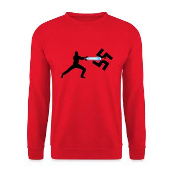Contre les nazis - Une onde de choc détruit les nazis - Antifa - Sweat-shirt Unisexe - rouge - Devant - Alina (178cm) & Michal (187cm)