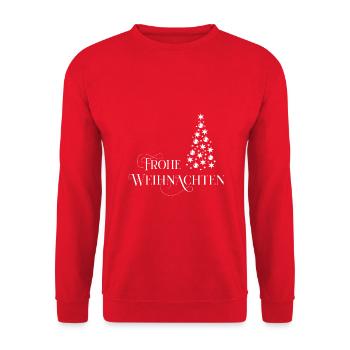 Frohe Weihnachten - Unisex Pullover - Rot - Vorne - Alina (178cm) & Michal (187cm)
