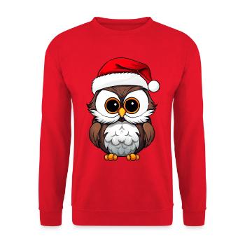 Eulen Weihnachten - Unisex Pullover - Rot - Vorne - Alina (178cm) & Michal (187cm)