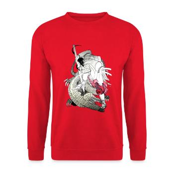 Musashi_Miyamoto - Unisex Pullover - Rot - Vorne - Alina (178cm) & Michal (187cm)