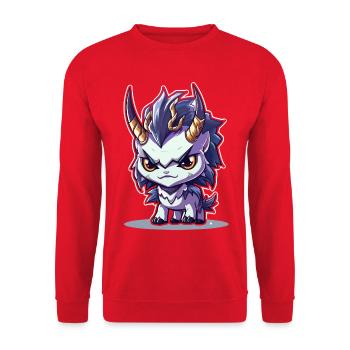 Petit Dragon Cornu de style Chibi - Sweat-shirt Unisexe - rouge - Devant - Alina (178cm) & Michal (187cm)