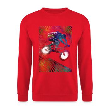Cycliste coloré dans une explosion au néon - Sweat-shirt Unisexe - rouge - Devant - Alina (178cm) & Michal (187cm)