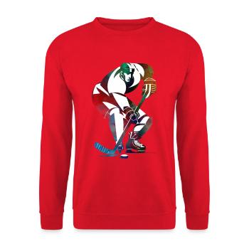 Hockey Sport Art - Unisex Sweatshirt - red - Front - Alina (178cm) & Michal (187cm)