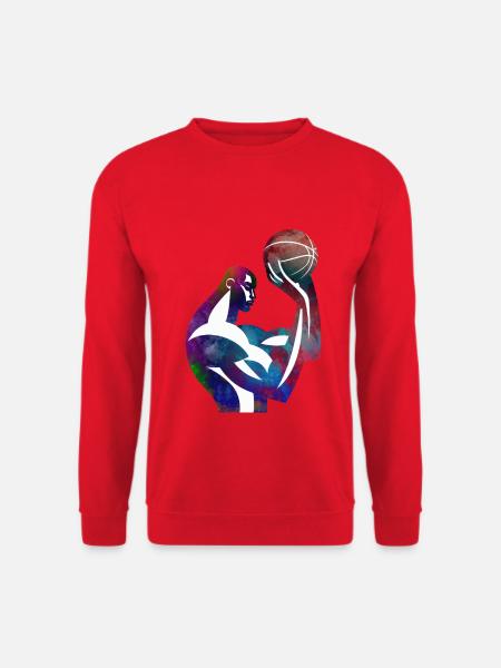 Basketballspieler in farbenfroher Abstraktion - Unisex Pullover - Rot