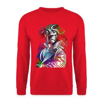 Die Symphonie der Farben des Löwen - Unisex Pullover - Rot - Vorne - Alina (178cm) & Michal (187cm)