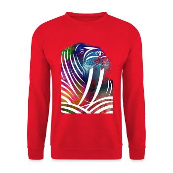 Colorful Walrus in Watercolor Lines - Unisex Sweatshirt - red - Front - Alina (178cm) & Michal (187cm)