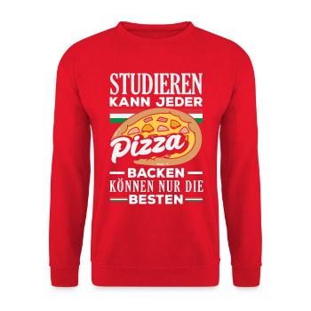 Pizza Backen Können Nur Die Besten - Unisex Pullover - Rot - Vorne - Alina (178cm) & Michal (187cm)