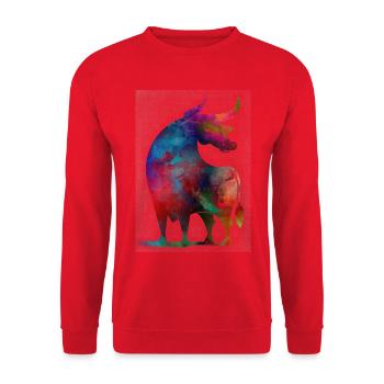 Bunter Stier - Unisex Pullover - Rot - Vorne - Alina (178cm) & Michal (187cm)