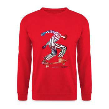 Tribal Skateboard Colorful - Unisex Pullover - Rot - Vorne - Alina (178cm) & Michal (187cm)