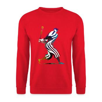 Farbenfroher Baseballspieler - Unisex Pullover - Rot - Vorne - Alina (178cm) & Michal (187cm)
