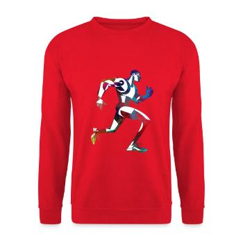 Farbenfroher Läufer - Unisex Pullover - Rot - Vorne - Alina (178cm) & Michal (187cm)