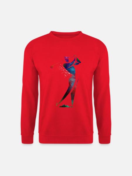 Farbenfroher Golfer in Bewegung - Unisex Pullover - Rot